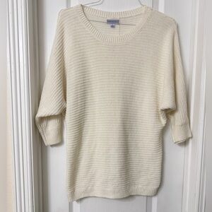 Juniper Ln Maternity Women Ivory Scoop Neck Kimono Sleeves Knit Top Size L